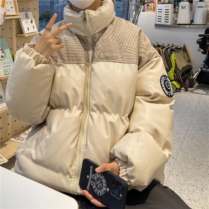 高品质！PU皮棉服冬季宽松港风棉衣立领冬装棉袄PM01-P115限158图片