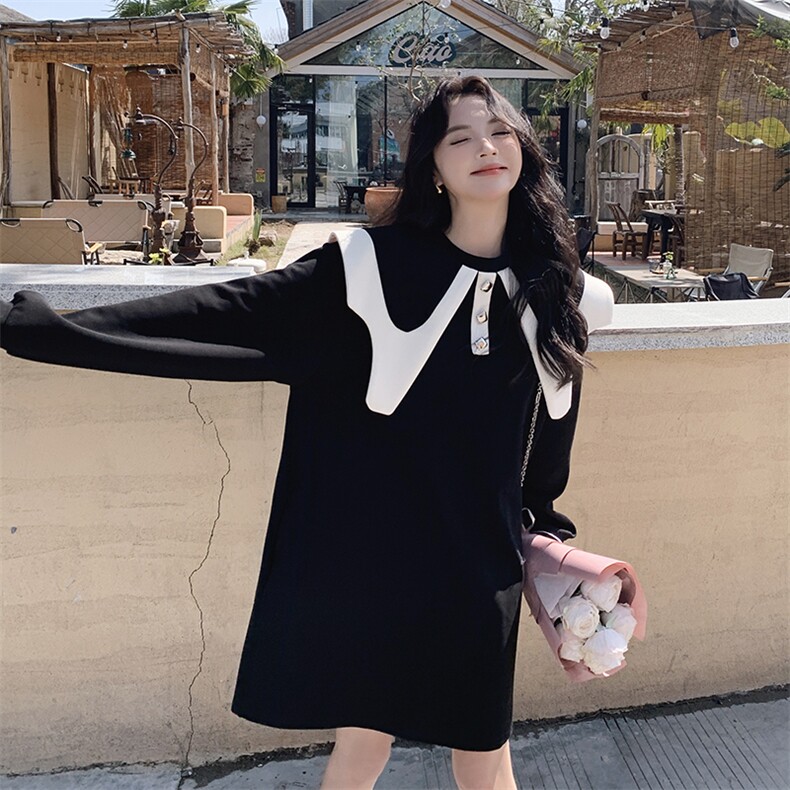 春季新款甜美娃娃领小个子显高卫衣裙图片