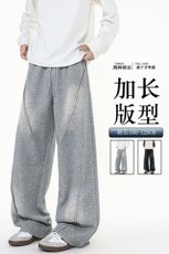 190加长版高个子休闲裤男春秋宽松慵懒115cm水洗做旧卫裤KZ078P60，男装休闲裤，电商B312