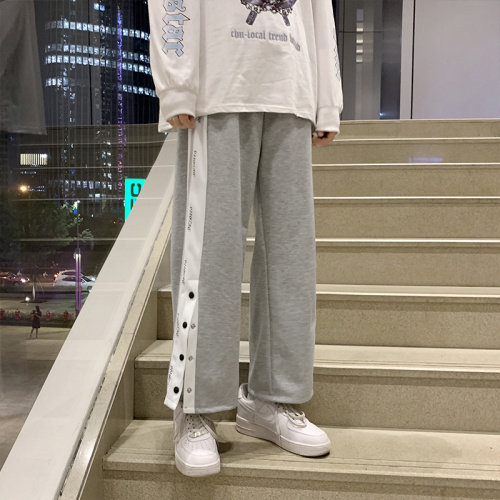 排扣裤子男夏季潮流百搭运动直筒宽松直筒卫裤休闲裤K4030-p35,男装休闲裤,星座1008-1
