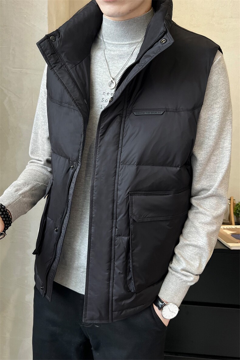 短款立领羽绒马夹男休闲日系面包服保暖外套马甲背心M902-P120,男装背心/马甲,电商A239