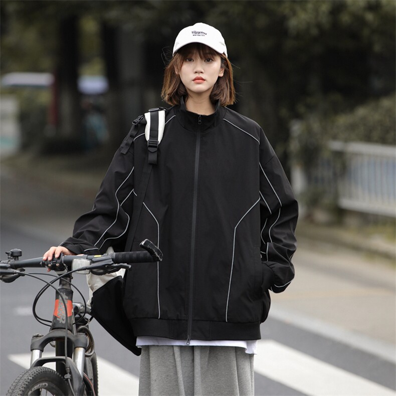 橘黄色美式机能冲锋衣外套女高领防水防风户外登山服立领工装夹克,男装夹克,电商A409-1