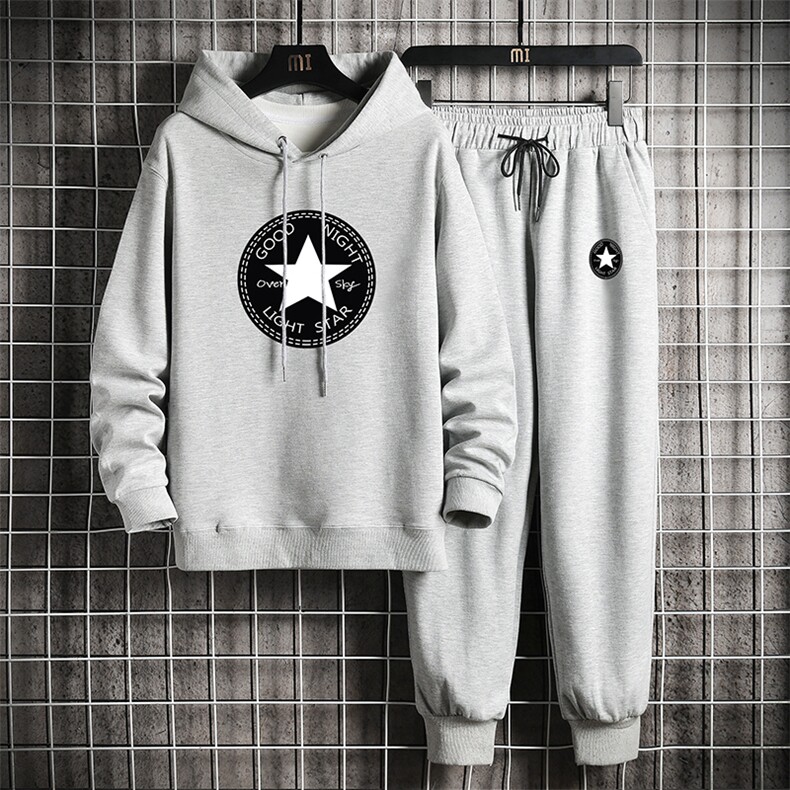 TL8008-P80 连帽卫衣套装男运动套装两件套长袖运动服 网格挂拍图片