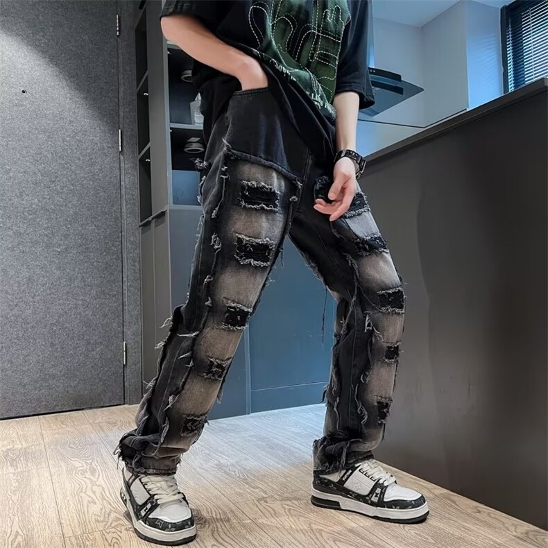 新款长裤潮流潮日系慵懒青春流行气质牛仔裤文N3302P62,男装牛仔裤,星座1116-2