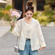 重工蕾丝刺绣国风外套女2025春夏新款超好看洋气小香风薄款防晒衣，女装短外套，盈茜