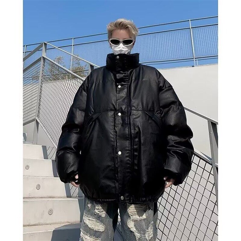【有货】DW163-P85立领羽绒棉衣男士外套秋季款美式pu皮棉袄夹克图片