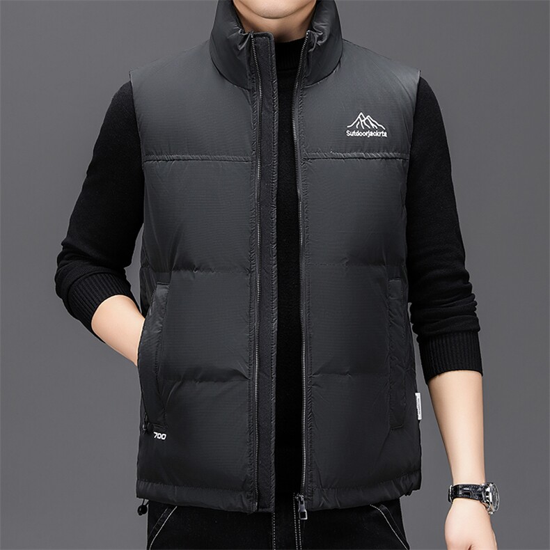 2023年新款冬季男士白鸭绒羽绒服立领保暖外套修身马甲背心,男装背心/马甲,电商B360