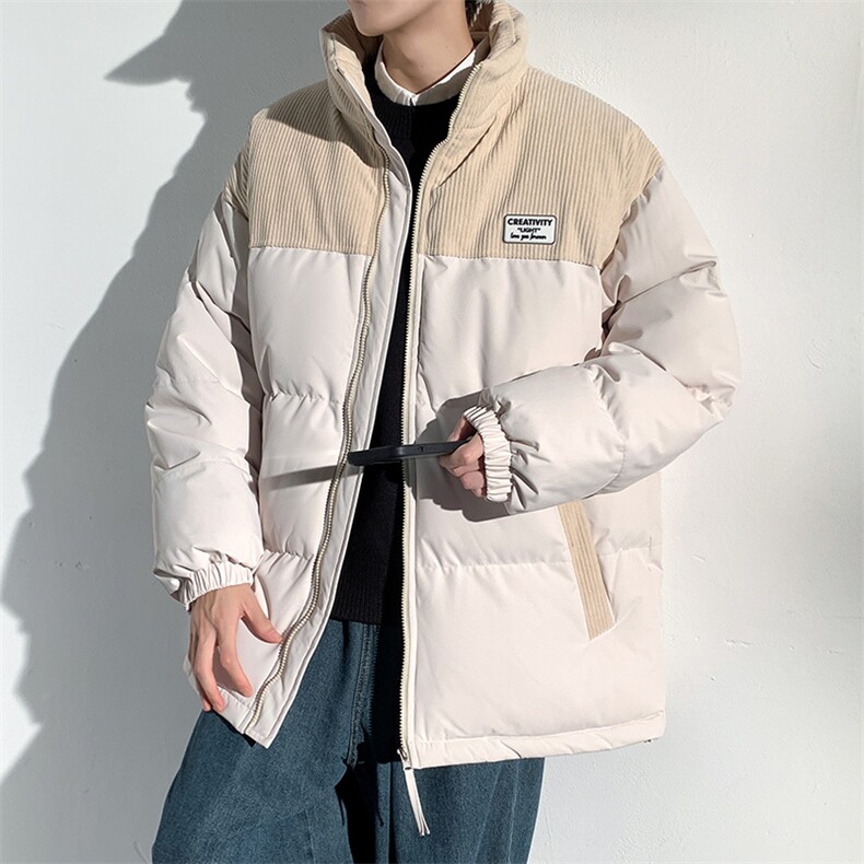 冬季青少年灯芯绒立领拼接外套休闲百搭面包服棉服5302-P78,男装棉衣,电商B306