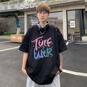 量大优供抖音视频 支持得物配合二开美式满天星亮片短袖T恤MTX392图片