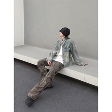 自家图现货！复古色黄泥褶皱牛仔裤微喇叭裤子RN8035-P75/已注册，男装牛仔裤，星座1005-4