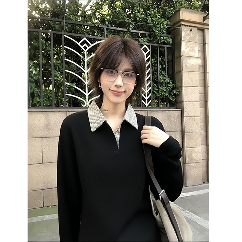 2025年新款POLO领假两件长袖T恤男女上衣宽松春秋内搭打底小衫,男装Polo衫,四季星座505