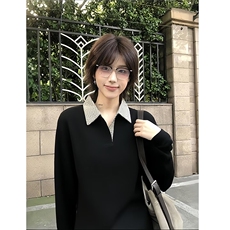 2025年新款POLO领假两件长袖T恤男女上衣宽松春秋内搭打底小衫，男装Polo衫，四季星座505
