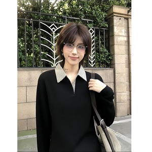 2025年新款POLO领假两件长袖T恤男女上衣宽松春秋内搭打底小衫图片