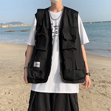 工装夹克背心男潮牌新款机能风薄款马甲ins宽松坎肩上衣W888-P40，男装背心/马甲，星座512-2