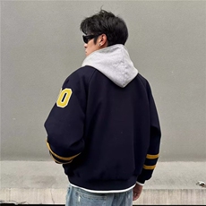 EXLUX秋季美式复古高街字母宽松休闲男女款刺绣棒球服夹克外套ins，男装夹克，星座1210-1
