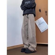 xz905-2-Z034#P65-（控98）美式高街宽松阔腿牛仔裤，男装牛仔裤，星座905
