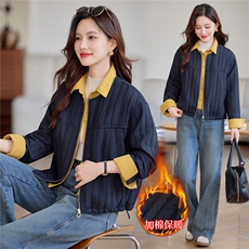 现货!2025年冬季时尚立领宽松纯色加厚女外套，女装棉衣/棉服，依恋蒂丝