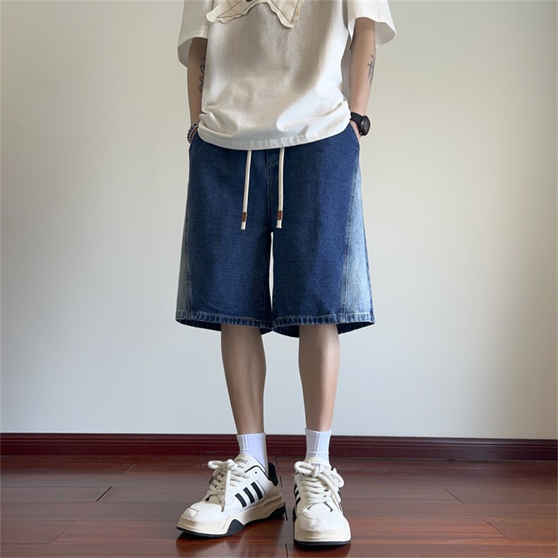 夏季拼接牛仔裤男直筒五分裤,男装牛仔裤,电商B369（原A024）