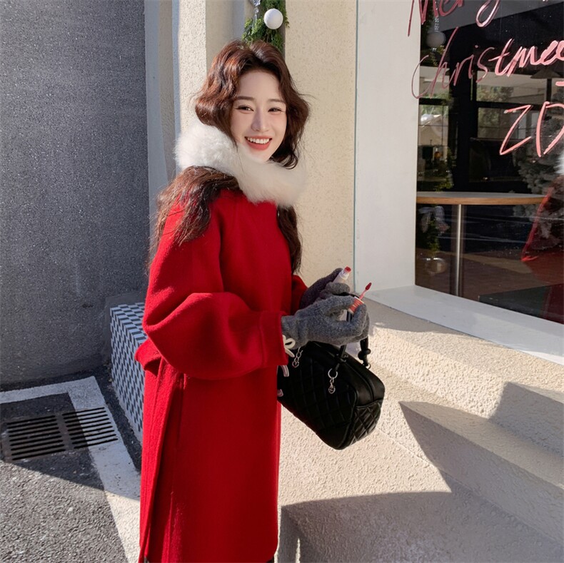 现货主推年货新款中GUO红双面羊毛呢过年款大衣p285-k388,女装双面呢大衣,SL