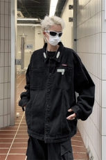 男装牛仔外套2026秋几何图案印花男生翻领夹克XZ514-2-N109-P88，男装工装外套，星座514-2(原B239)