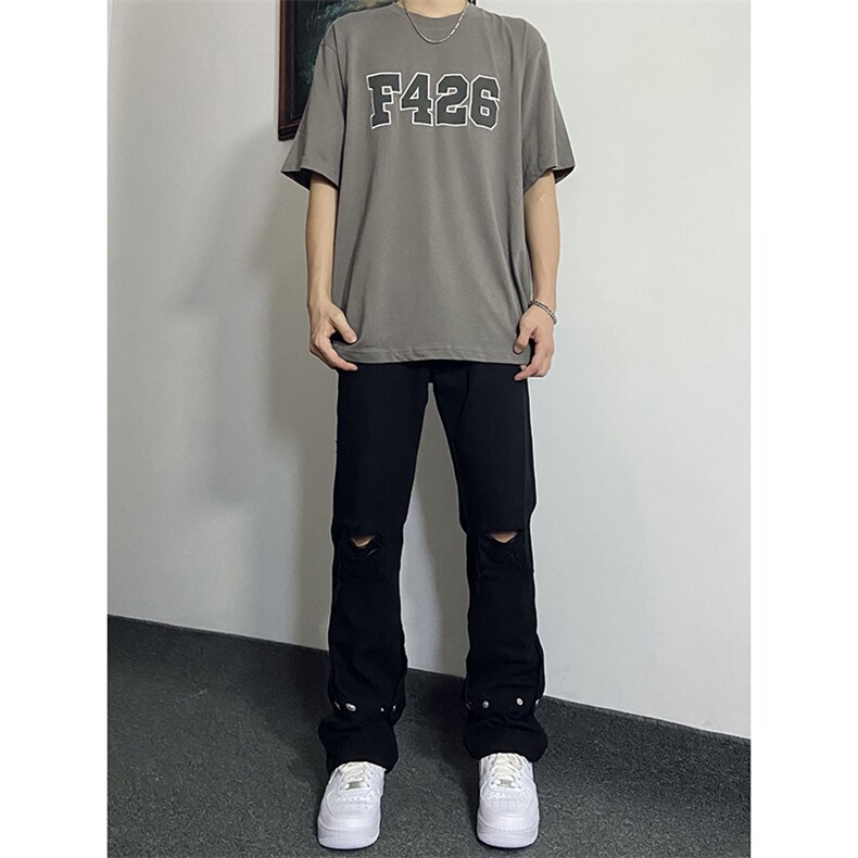 夏季美式高街破洞铆钉牛仔裤货号K750P60,男装牛仔裤,电商A063
