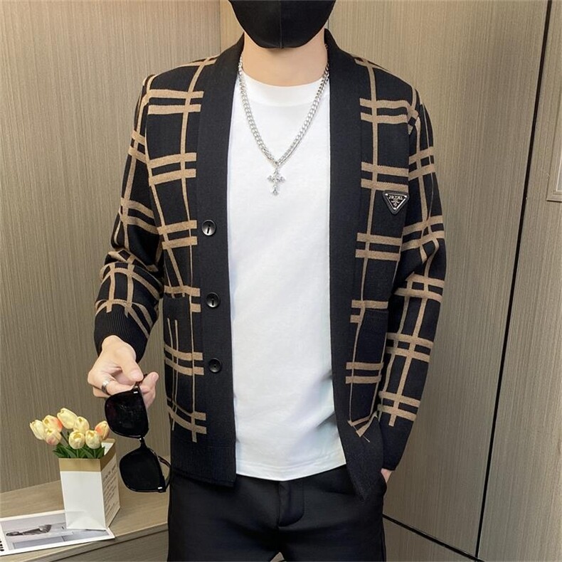 M3801-P65针织开衫外套春秋社会精神小伙夹克痞帅网红潮牌潮男,男装夹克,电商D310B-1