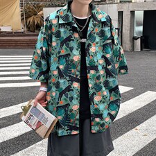 2024夏季新款宽松港风男士休闲短袖防晒衬衫A158-CS612-P45，男装衬衫，电商A158-1
