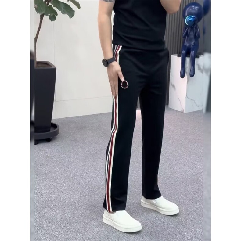 欧洲站潮牌裤子男刺绣提花织带男装运动休闲裤薄款夏季修身小脚裤,男装休闲裤,星座506A