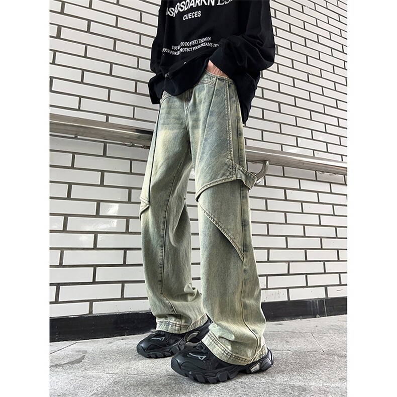 秋冬季美式高街牛仔裤男潮牌个性显高设计感休闲裤G625/P58,男装牛仔裤,电商D202