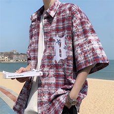 衬衫男夏装港风学生宽松小众设计感趣味新款男装上衣外穿C99/P38，男装衬衫，星座506