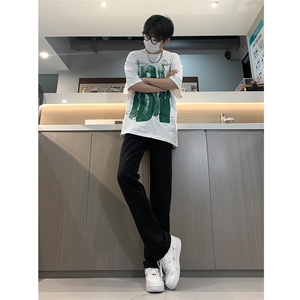 现货 渐变拉链黑色牛仔裤男大码修身直筒裤 K5804-K5805-P50图片