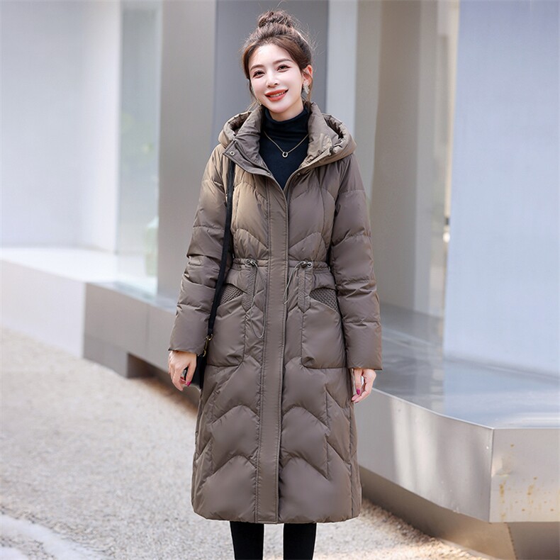 2023新款现货90白鸭绒羽绒服女连帽面包服时尚宽松保暖外套,女装羽绒服,卡杰菲