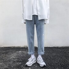 牛仔裤男韩版潮流宽松百搭直筒裤小雏菊裤子潮牌休闲裤NK9962-P33,男装牛仔裤,星座1008-1