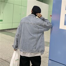 春秋季潮牌ins破洞牛仔外套男士潮流青少年宽松工装夹克JK456-p65，男装夹克，星座1008