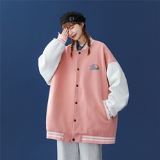 中性风2023秋季新品港风撞色设计感字母印花棒球服G82p65控78，男装夹克，A247A