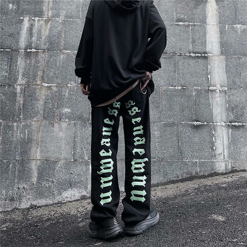 欧美高街字母牛仔裤男潮牌街头hiphop暗黑风裤子K076P40加绒50图片