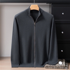 2025年秋季长袖青春流行半高领加厚拉链开衫，男装针织衫/毛衣，戎禾素