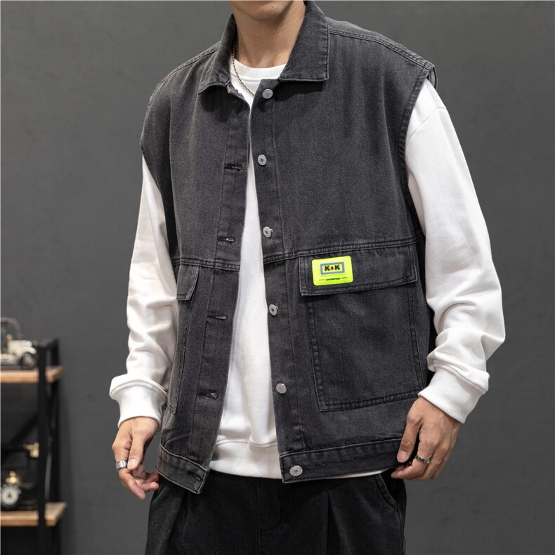 2021新款男士印花牛仔马甲男女宽松工装夹克外套坎肩潮BX679-P45,男装夹克,星座1103-1