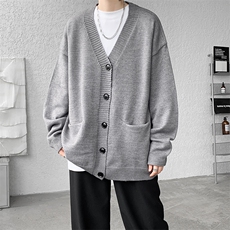 8XL-M大码V领开衫毛衣外套男日系复古宽松慵懒风针织衫KS002p55，男装针织衫/毛衣，电商B312