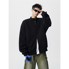 可二开美式半拉链领扣子设计M-5XL大码立领卫衣男WY78103P65控98，男装卫衣，星座227-7