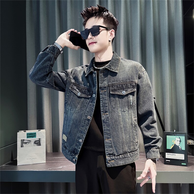 J8607-P98控138男士水洗做旧潮牌工装牛仔外套2025新款春秋季牛仔,男装工装外套,星座102A（原电商D309-1）
