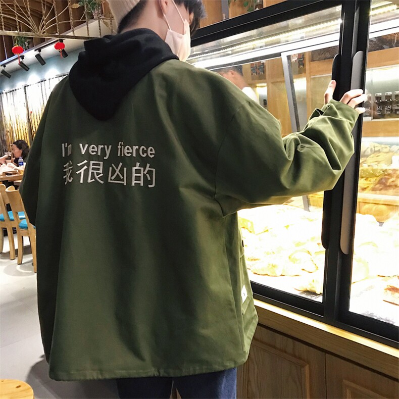 s款港风·新款我很凶的刺绣工装夹克刺绣薄款外套P70加绒85,男装夹克,电商A132（原电商B245）