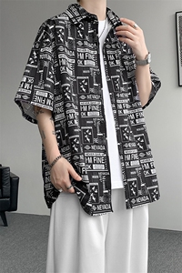 8XL-M花衬衫男短袖夏季薄款冰丝半袖宽松大码休闲外套DC28008P38图片