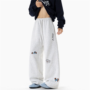 腊肠小狗刺绣曼巴棉360g高克重宽松时尚弯刀裤男K24037特P50控98图片