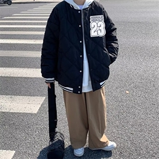 美式复古学院风棒球羽绒服男轻薄款立领宽松春季保暖菱格外套1962，男装棉衣，星座506