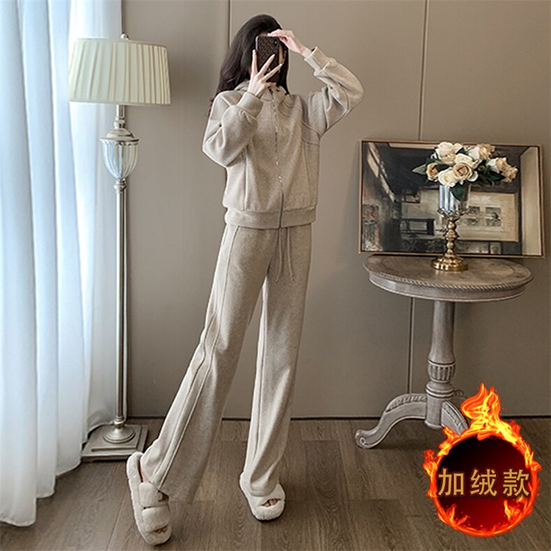 女秋冬新款时尚连帽开衫卫衣卫裤两件套,女装套装/套裙,江南