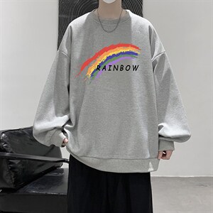 华夫格卫衣圆领卫衣男大码长袖t恤男外套 HW76064-P30加绒款-P40图片