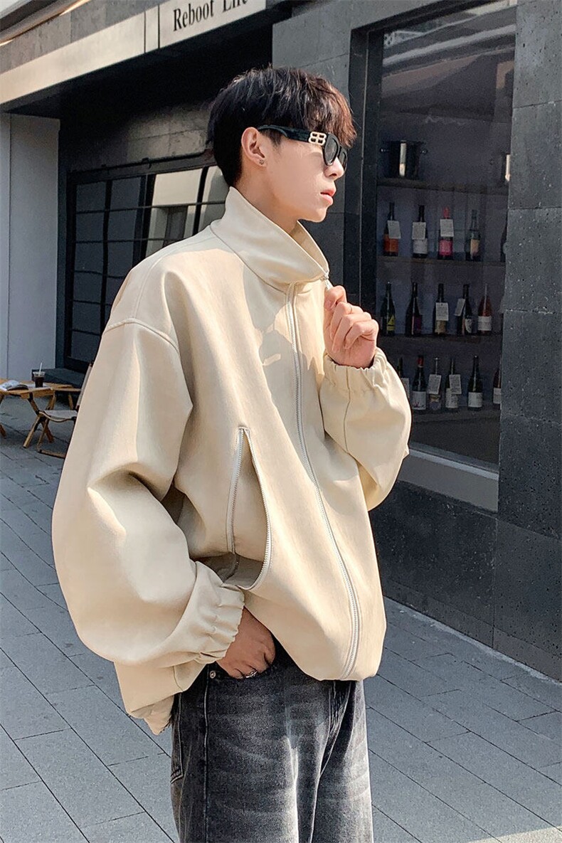 1美式复古做旧双拉链大口袋PU皮大码M-5XL夹克男JK77777P95控128,男装夹克,星座226-2