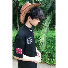 万针全刺绣工艺抖音得物高品质260克重磅纯棉双纱美式高街短袖T恤，男装T恤，电商A486