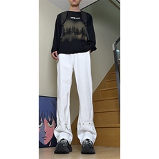 美式ins高街hiphop微喇铆钉牛仔裤货号K2435P50控68，男装牛仔裤，电商A063